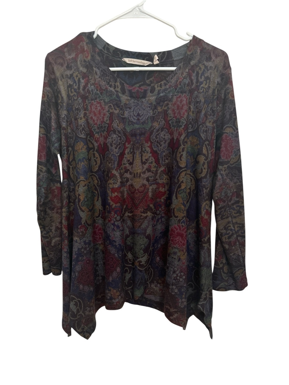 Soft Surroundings Multicolor Paisley-Print Long Sleeve Tunic Petite L